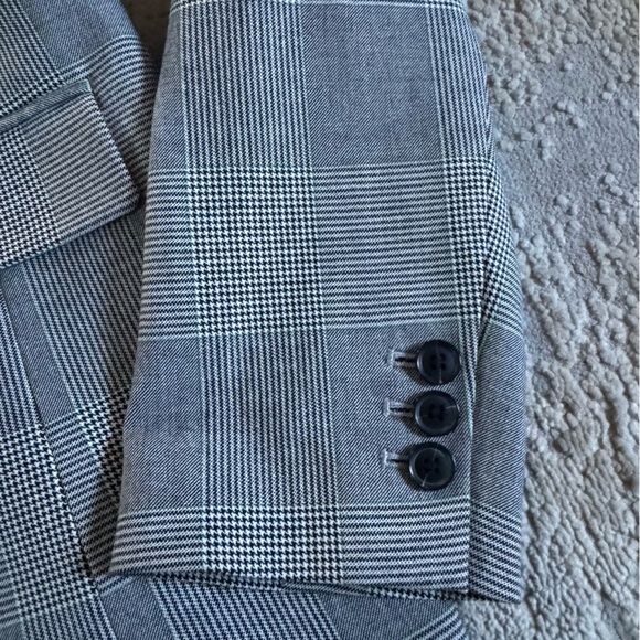 Banana Republic Long & Lean black white plaid Blazer single button 10 tall - Picture 5 of 10
